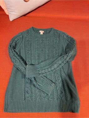 L.L. Bean Cable Knit Crewneck Sweater - dark teal